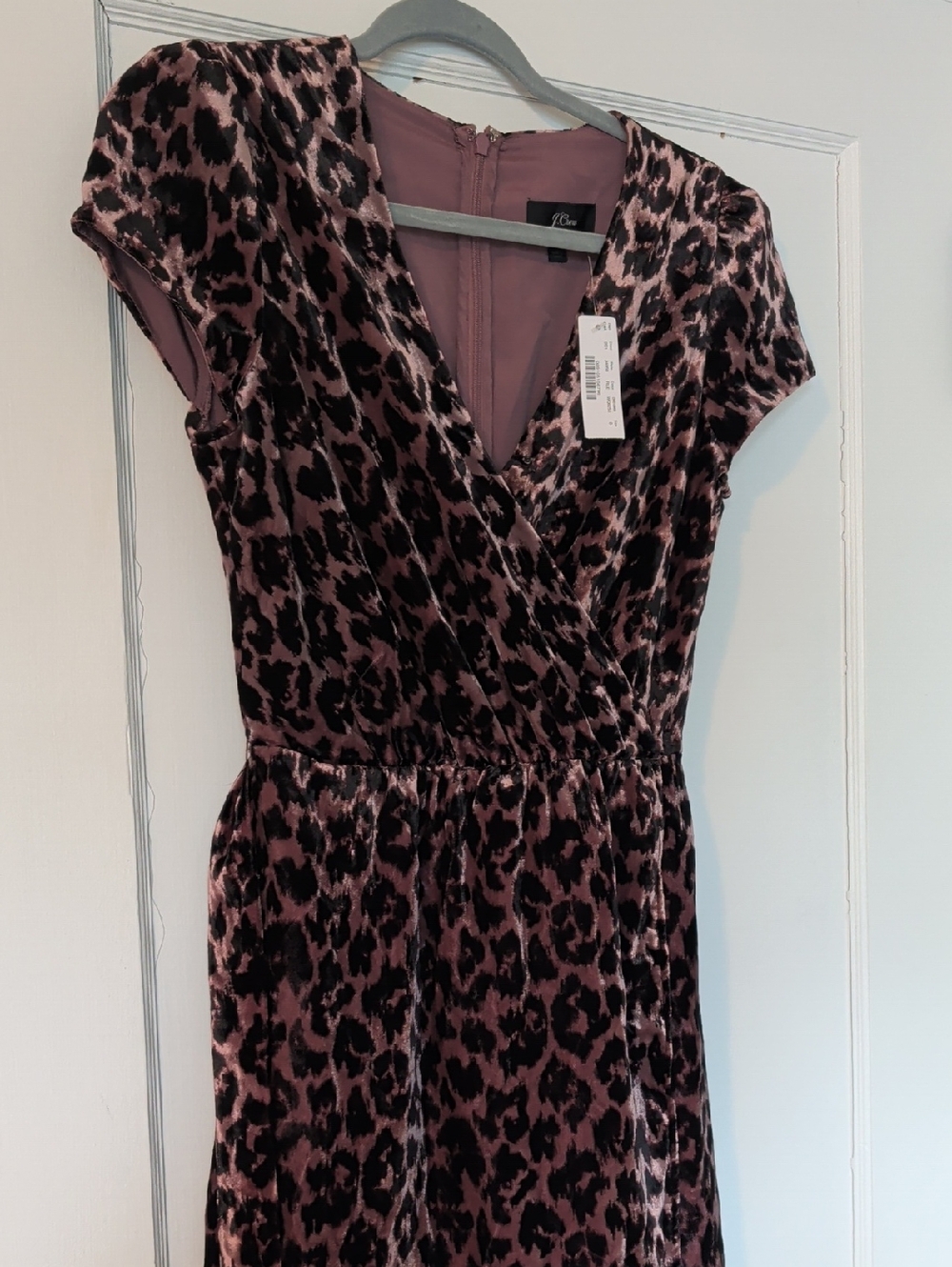NWT J. Crew Mauve and Black Velvet Leopard-Print Mini Dress